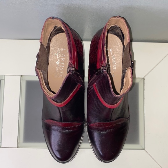 L’Artiste by Spring Step Beauti Zip Booties Leather Shoes Plum Sz 39 (US 8.5) - Picture 11 of 15